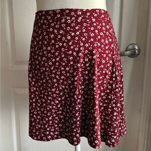 Red skirt stretchy with white floral design size small